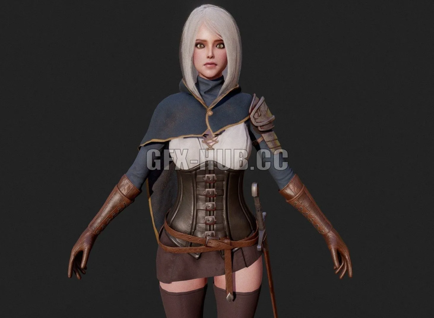 PBR Game 3D Model – GAME-READY Swordsman Girl