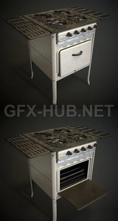 PBR Game 3D Model – Gas Stove