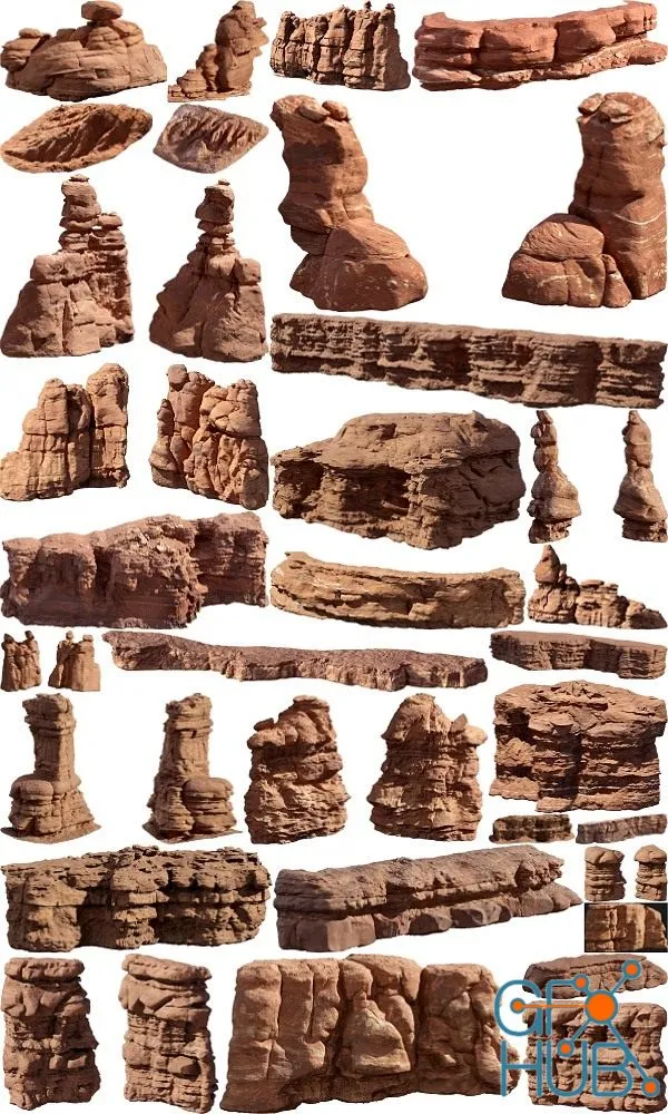 3D Models of Canyons Rock