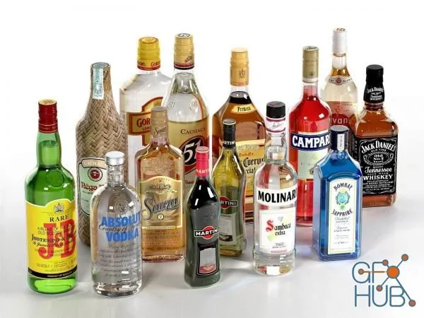 Collection of Alcoholic Drinks 3D models