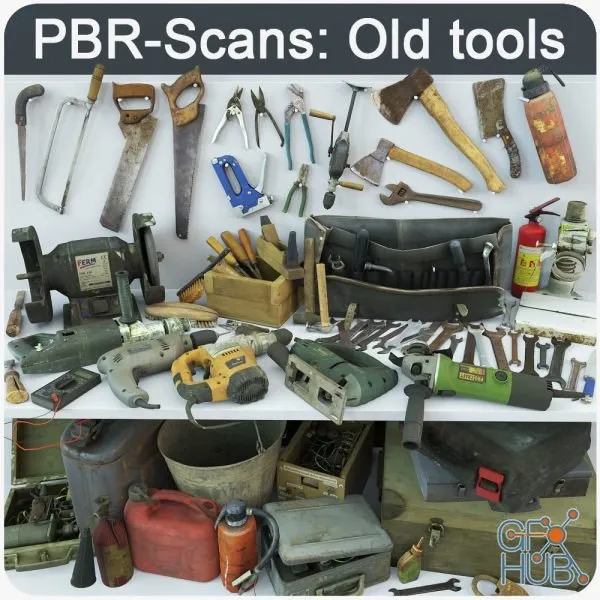 Collection old tools PBR 3D models