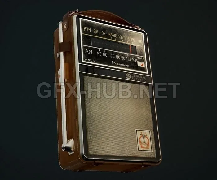 PBR Game 3D Model – General Electric P975D Portable Transistor Radio