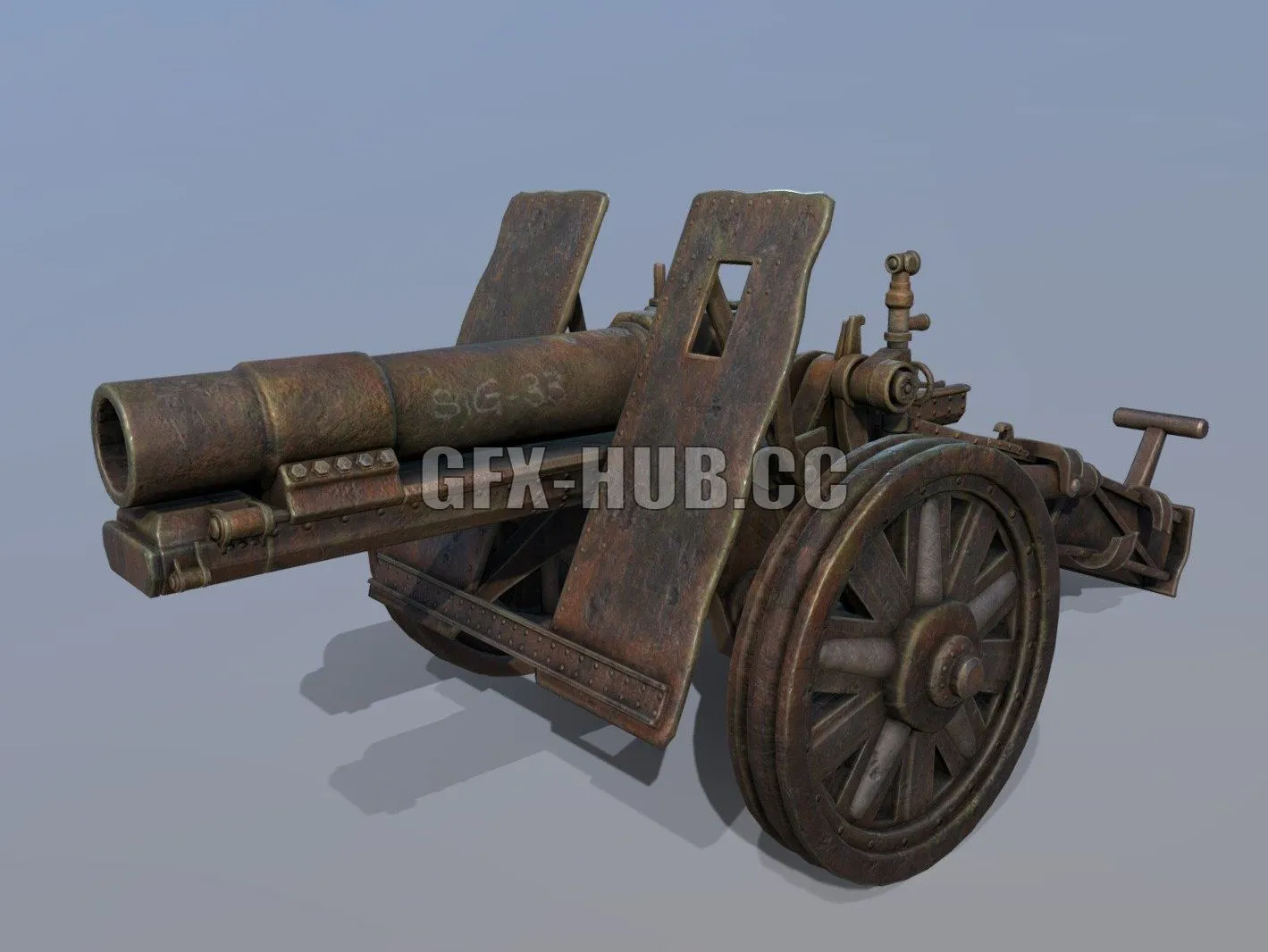 PBR Game 3D Model – German artillery 15cm SIG 33