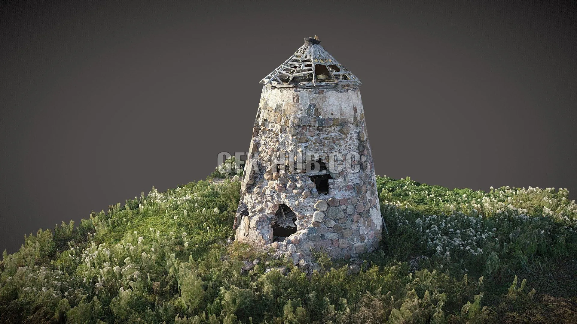 PBR Game 3D Model – Gikoniai windmill