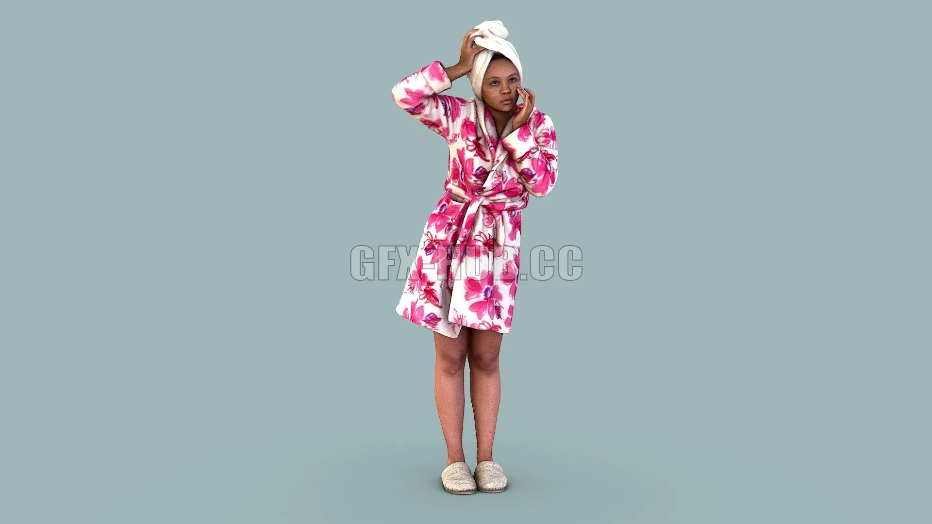 PBR Game 3D Model – Girl in Bath towel