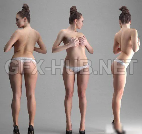 PBR Game 3D Model – Girl in Lingerie – Scanned