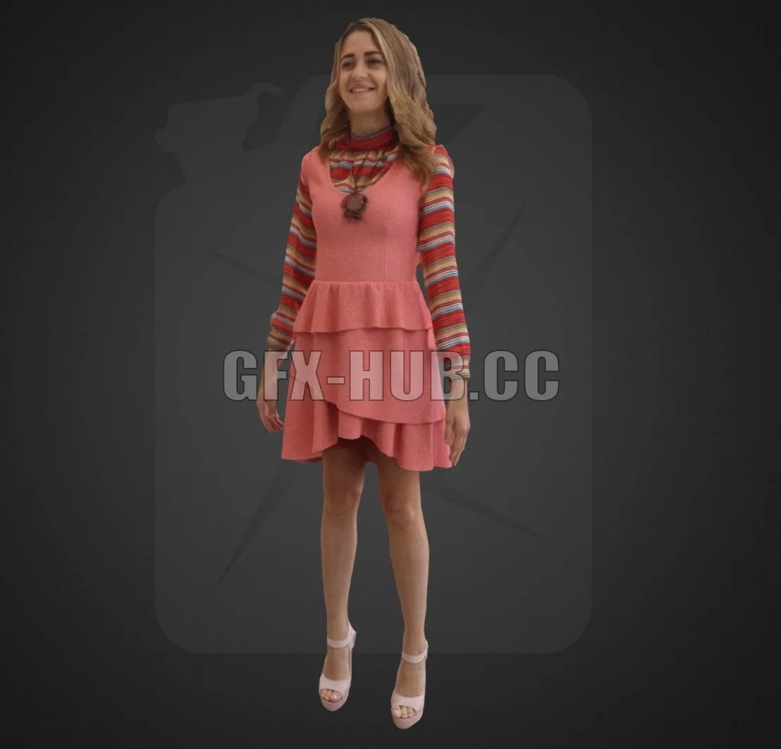 PBR Game 3D Model – Girl in Pink