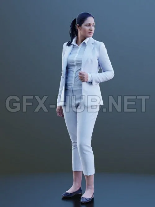 PBR Game 3D Model – Girl Wearing Suit Scanned