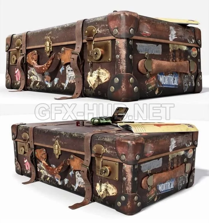 PBR Game 3D Model – Globetrotter suitcase