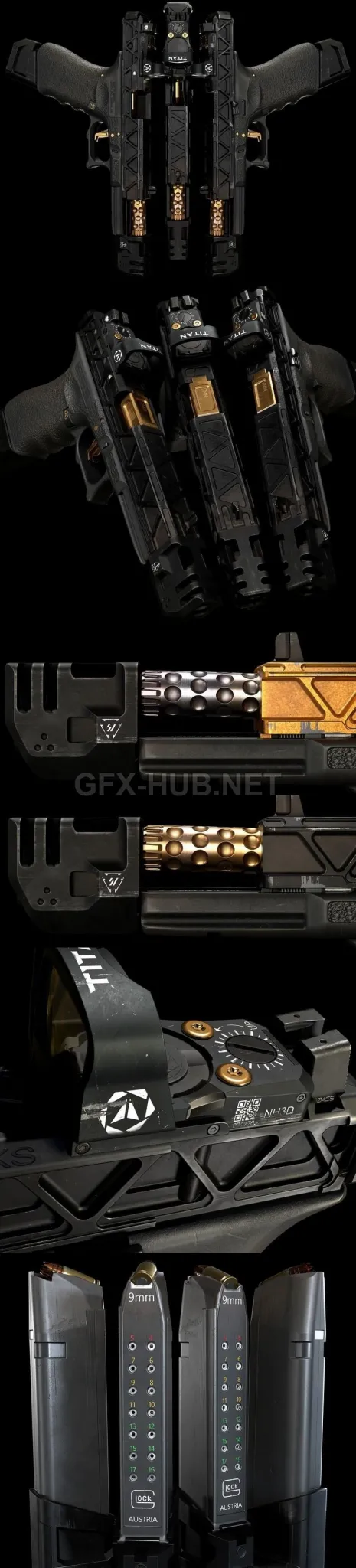 PBR Game 3D Model – Glock 17 Custom