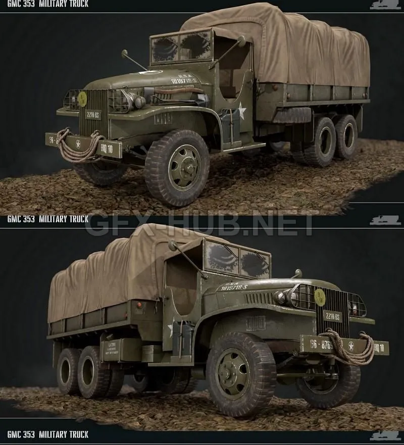PBR Game 3D Model – GMC 353 Military Truck PBR