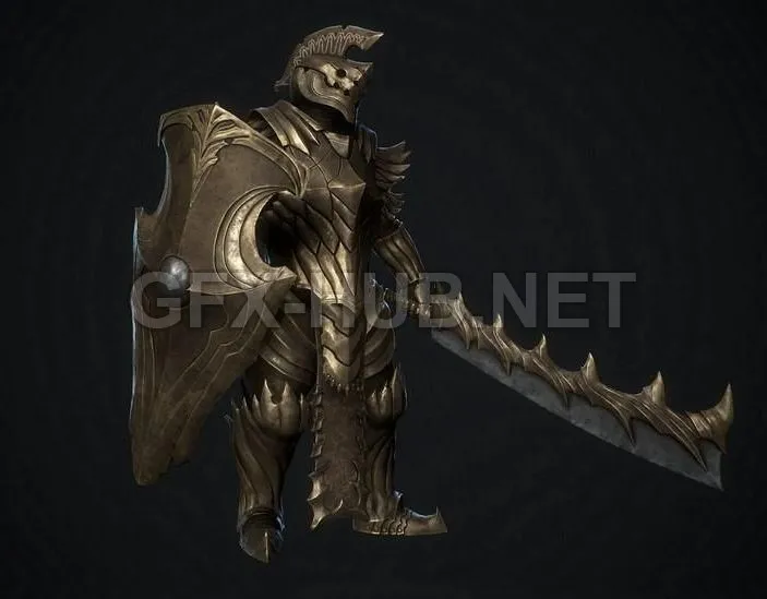 PBR Game 3D Model – Golden Armor