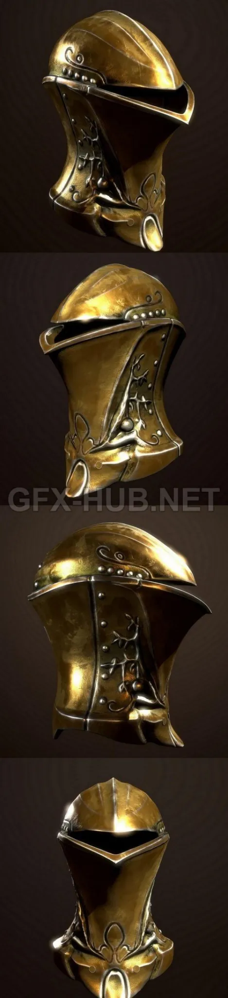 PBR Game 3D Model – Golden Birchknight Helmet