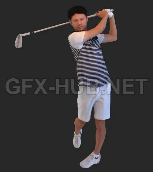 PBR Game 3D Model – Golfer
