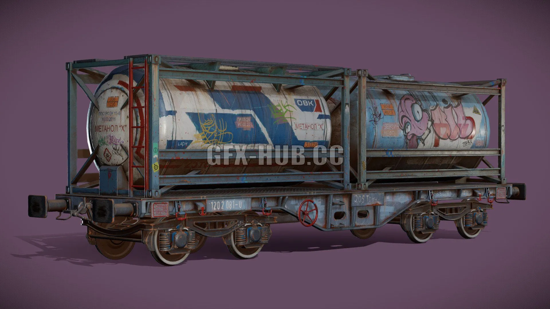 PBR Game 3D Model – Graffiti Railway Tank