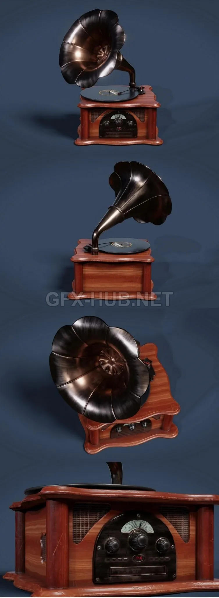 PBR Game 3D Model – Gramophone retro