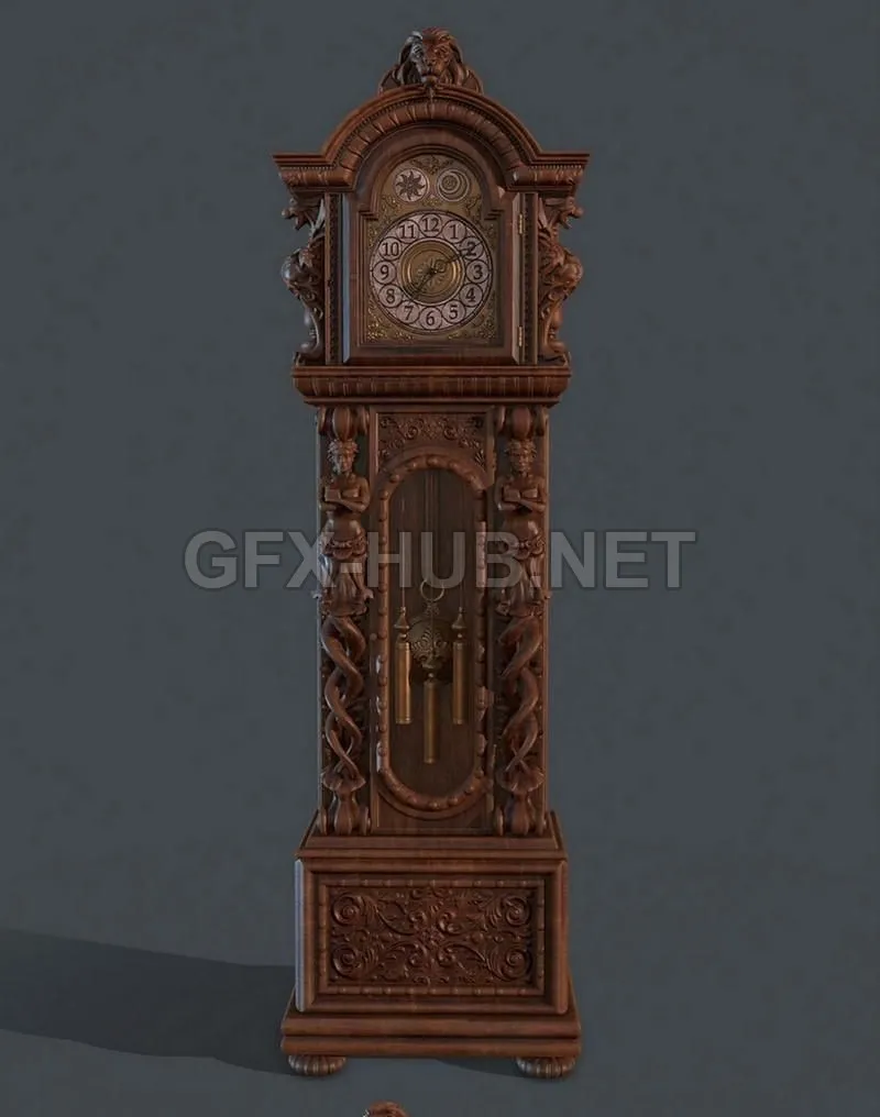 PBR Game 3D Model – Grandfather Clock