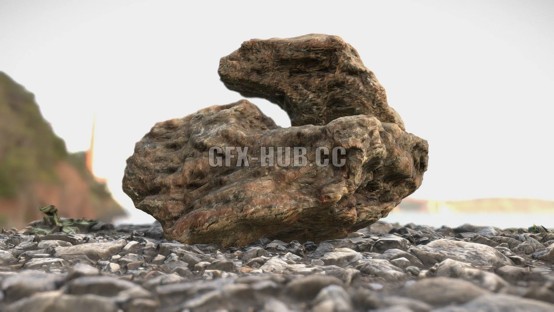PBR Game 3D Model – Granite brown stone