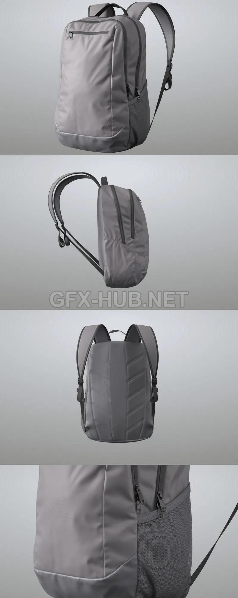 PBR Game 3D Model – Grey Backpack