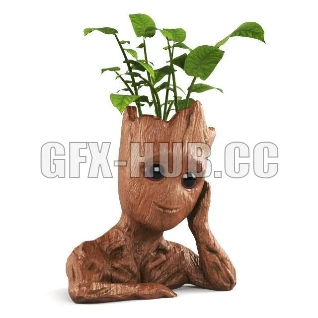 PBR Game 3D Model – Groot Sculpture