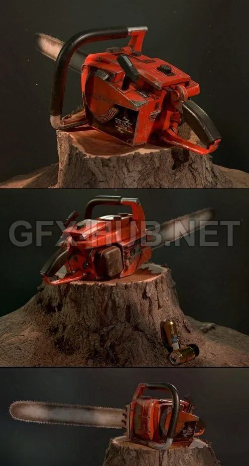 PBR Game 3D Model – Gunnars Chainsaw PBR