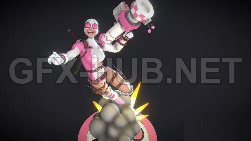 PBR Game 3D Model – Gwenpool