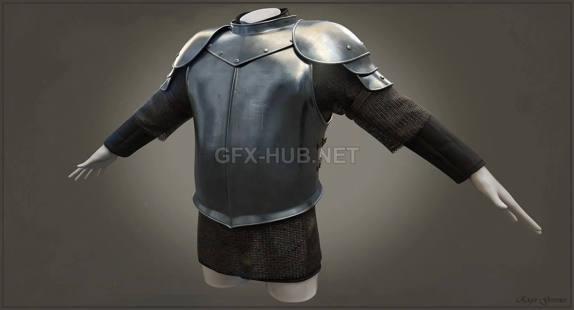 PBR Game 3D Model – Half Plate Armour