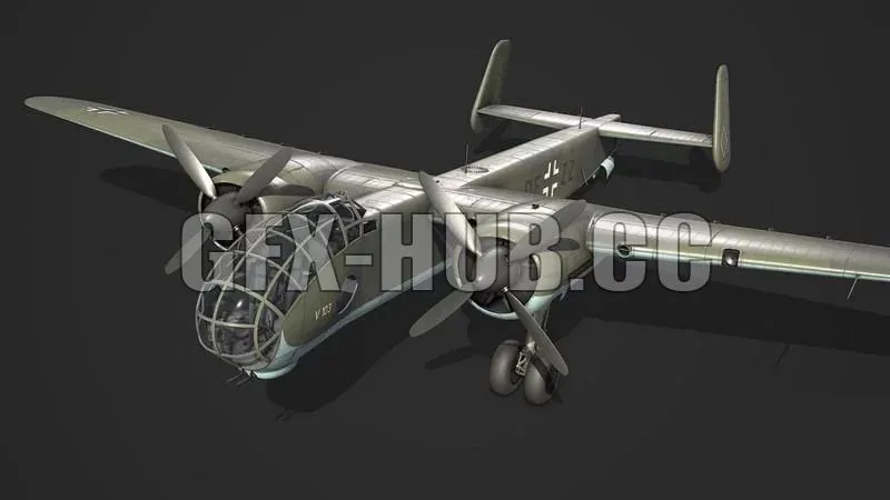 PBR Game 3D Model – Airplane JU 288 V103