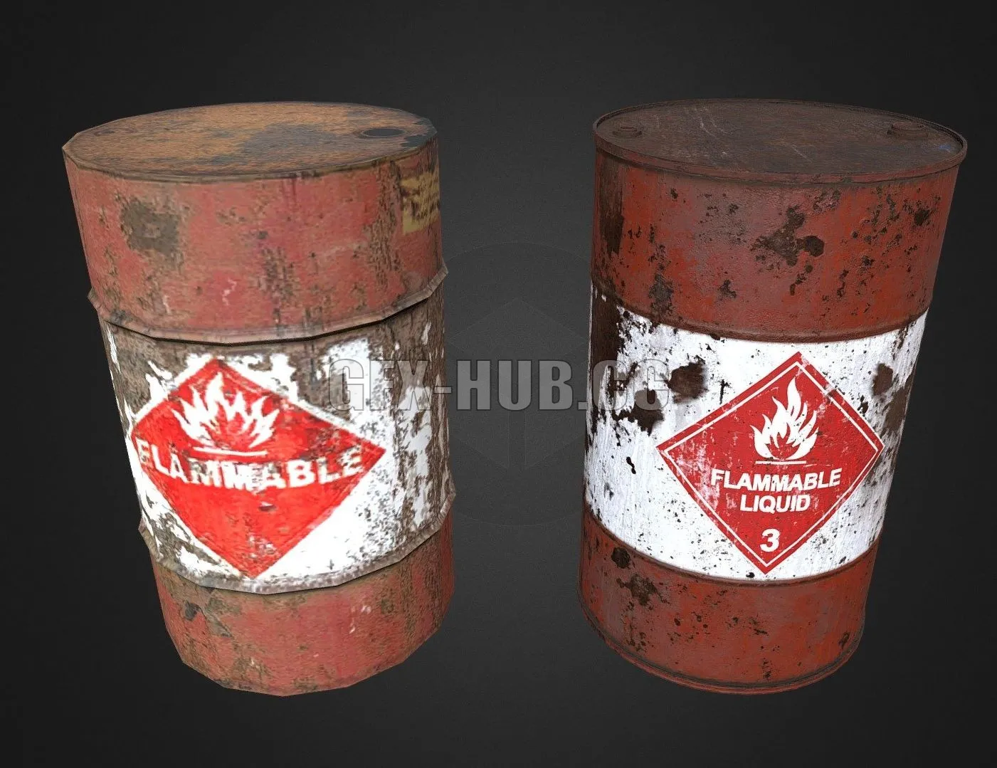 PBR Game 3D Model – Half-Life 2 Remake. Explosive Oil Drum