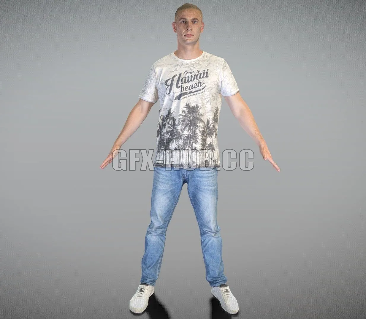 PBR Game 3D Model – Handsome young man in a t-shirt and jeans 167