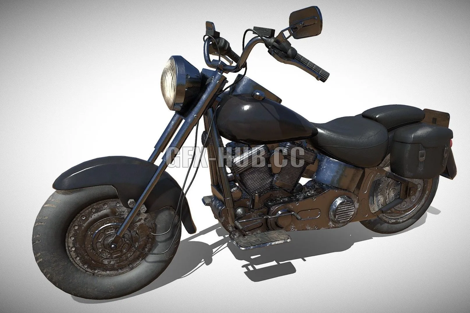 PBR Game 3D Model – Harley Davidson 1990 FatBoy