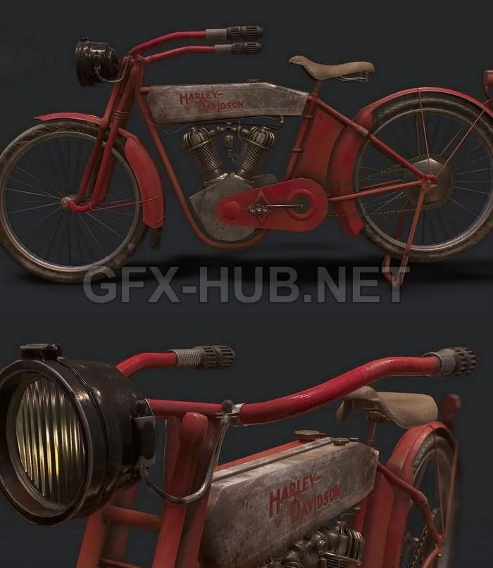 PBR Game 3D Model – Harley Davidson Bike