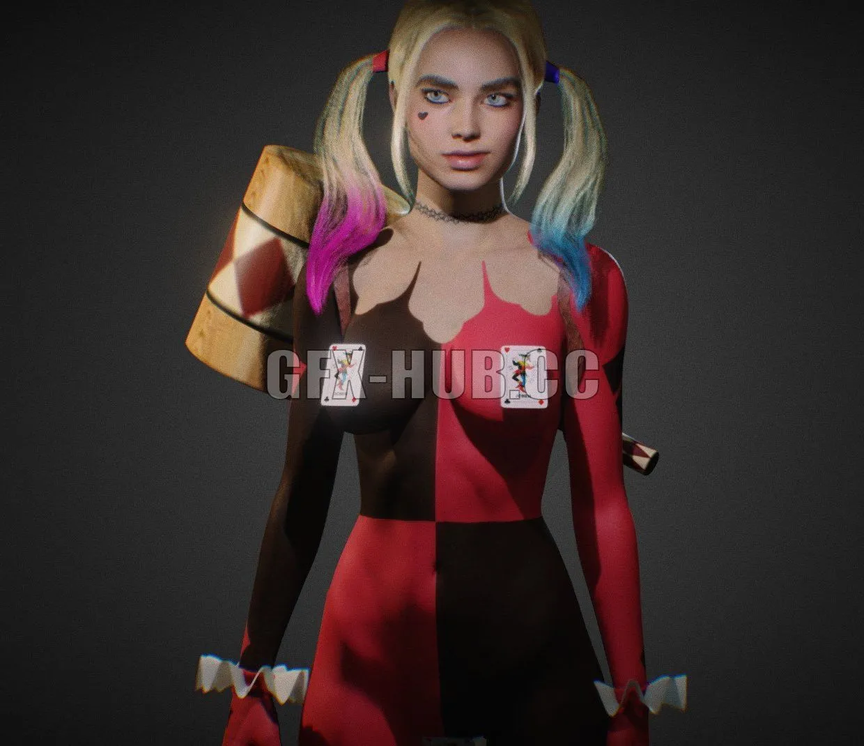PBR Game 3D Model – Harley Quinn Cosplay