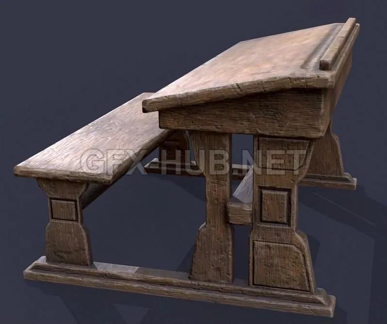 PBR Game 3D Model – Harry Potter desk