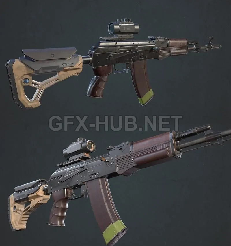 PBR Game 3D Model – AK 74 customized
