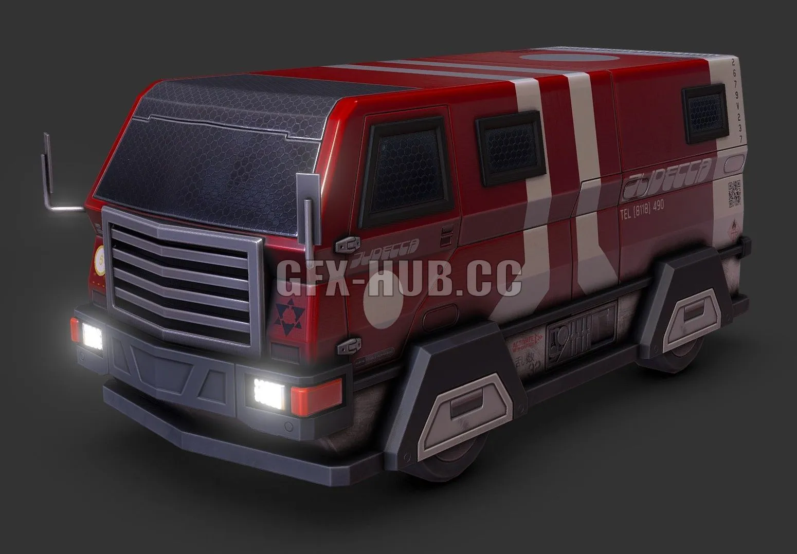 PBR Game 3D Model – Heavy Cyberpunk Van