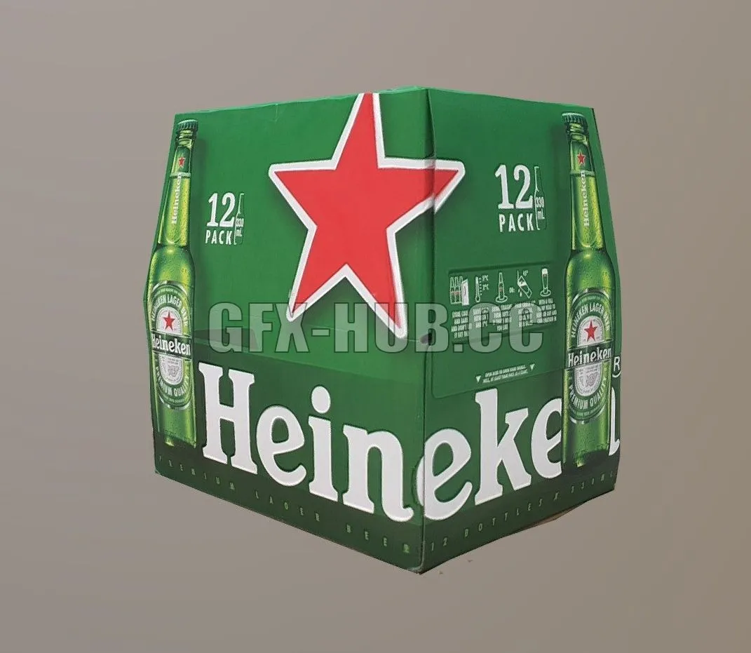 PBR Game 3D Model – Heineken Box of Beer 12 Pack