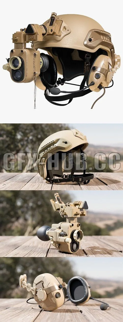 PBR Game 3D Model – Helmet night vision goggles