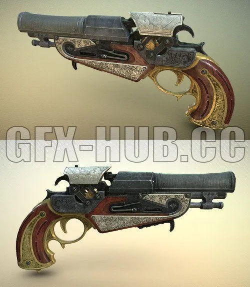PBR Game 3D Model – Hero Revolver Gun