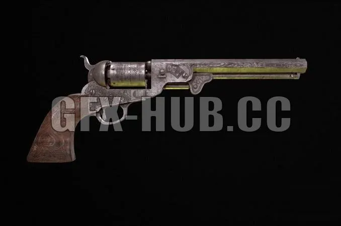 PBR Game 3D Model – High Roller Navy Colt Revolver
