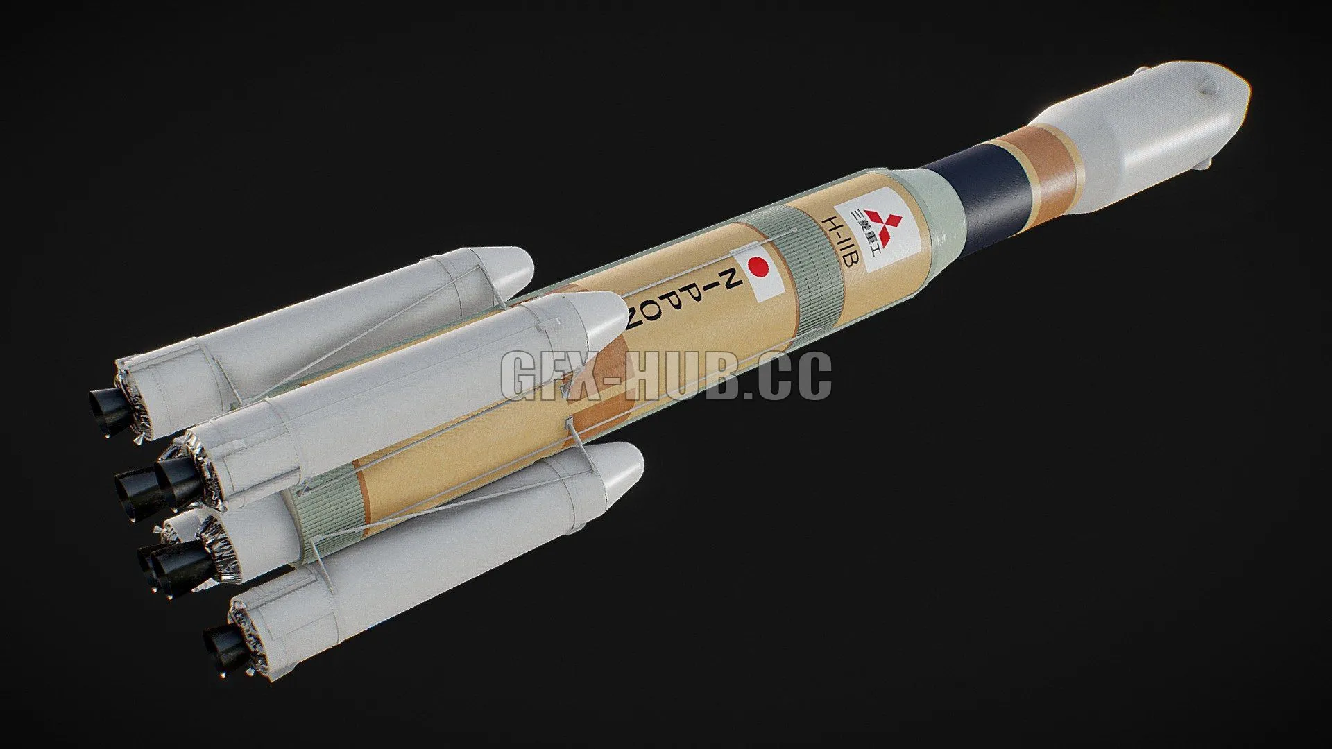 PBR Game 3D Model – HII-B rocket