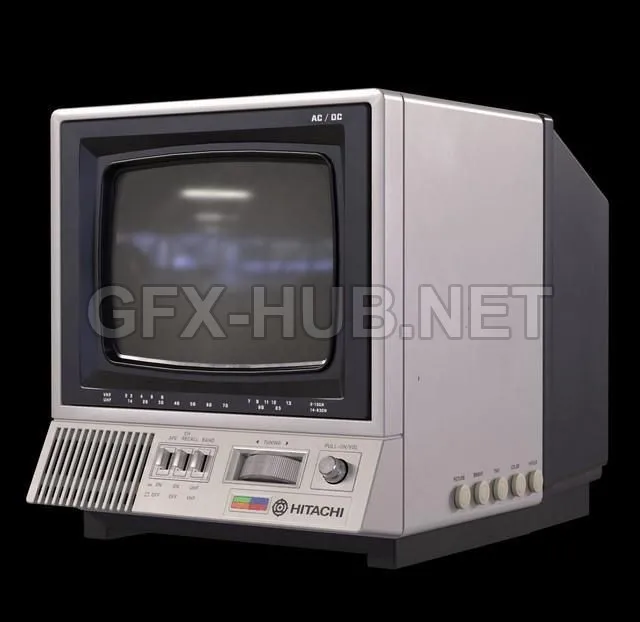 PBR Game 3D Model – Hitachi CRT TV