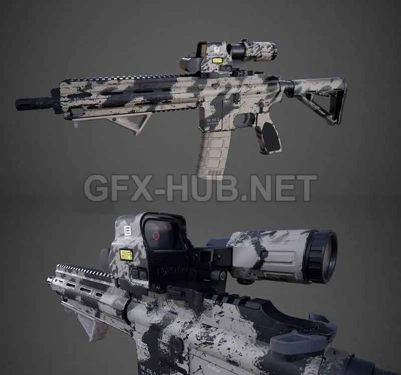 PBR Game 3D Model – HK416 Assault rifle