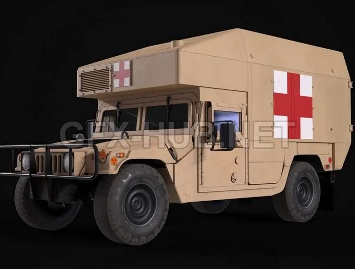PBR Game 3D Model – HMMWV Ambulance