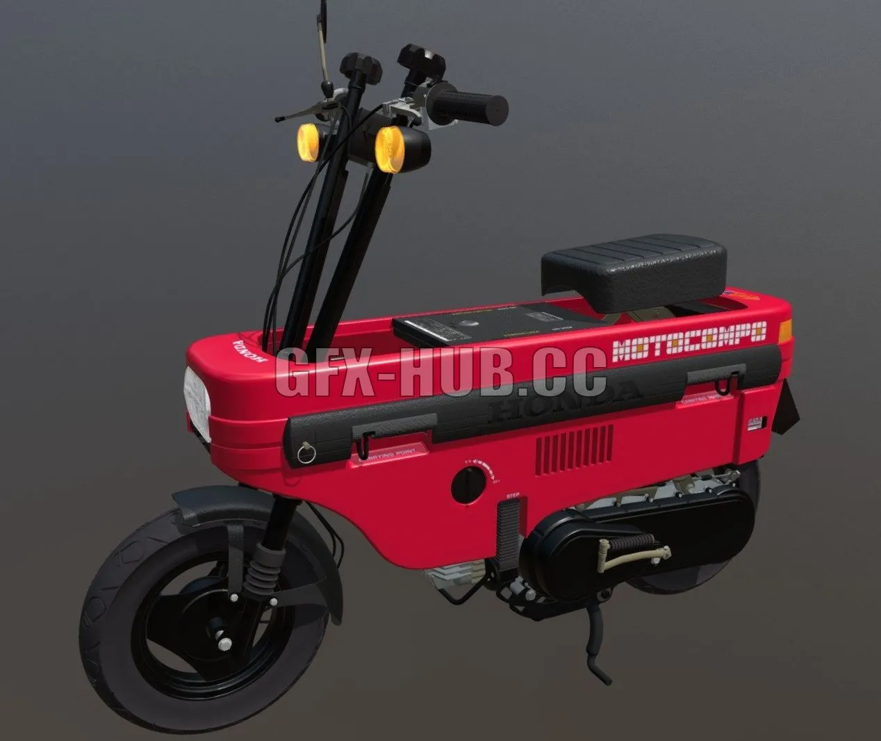 PBR Game 3D Model – HONDA MOTOCOMPO Red