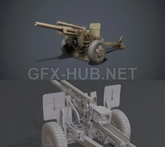PBR Game 3D Model – howitzer M101A1