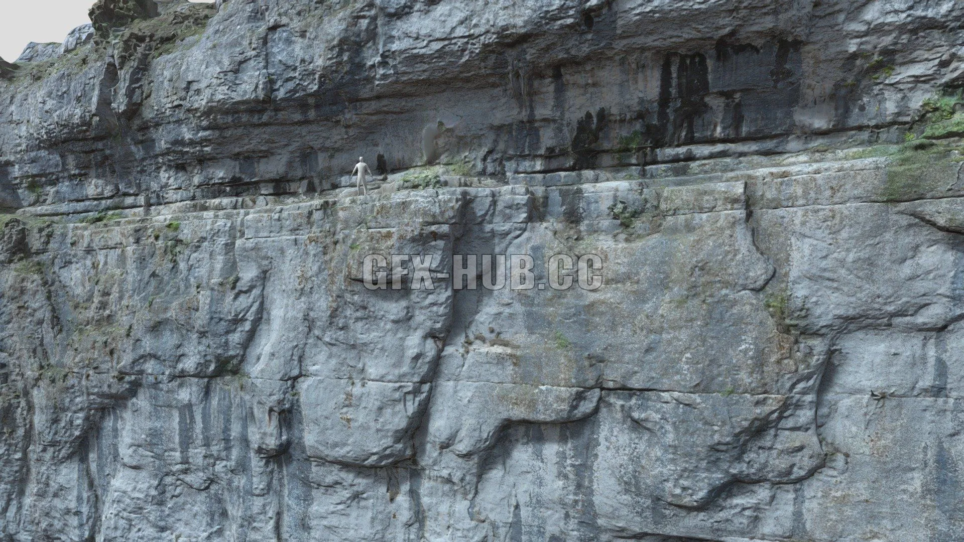 PBR Game 3D Model – Huge Smooth Cliff Wall Scanned Drone