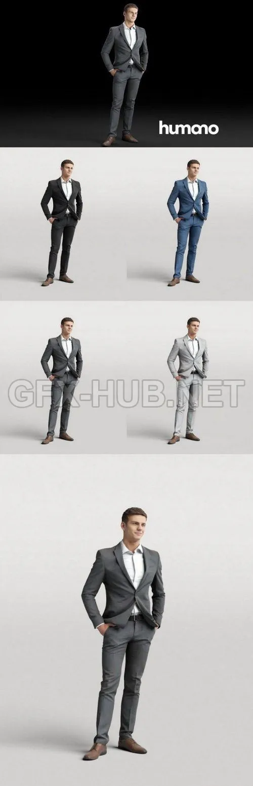 PBR Game 3D Model – Humano Elegant Business Man Standing and smiling 0101