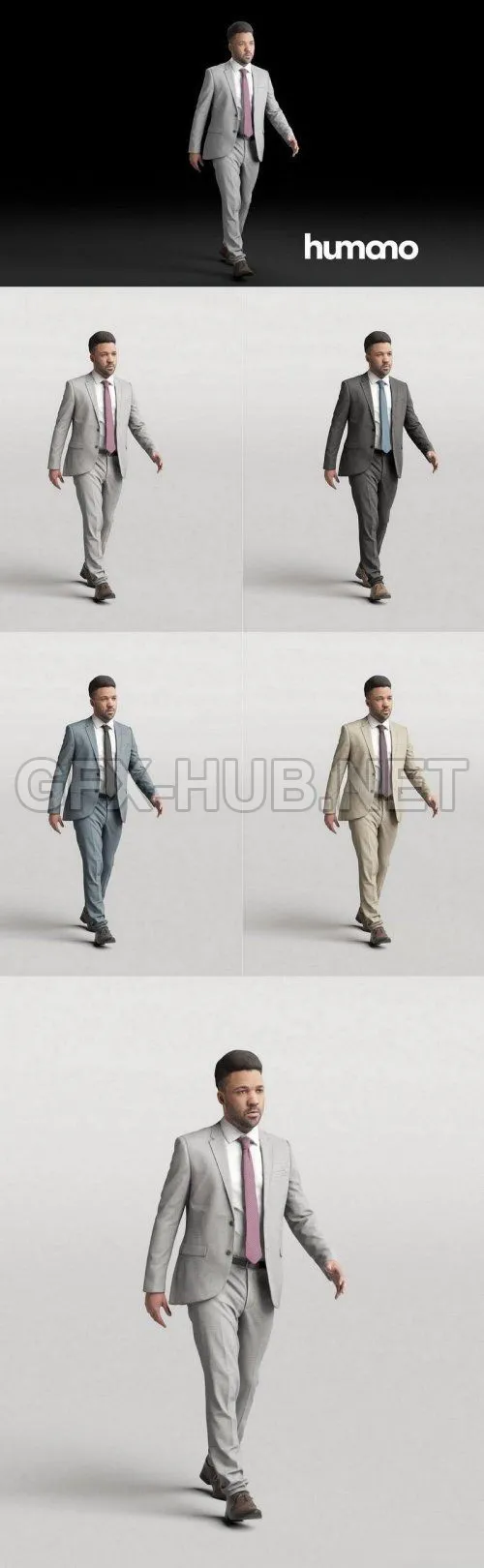 PBR Game 3D Model – Humano Elegant Man Walking and talking 0302