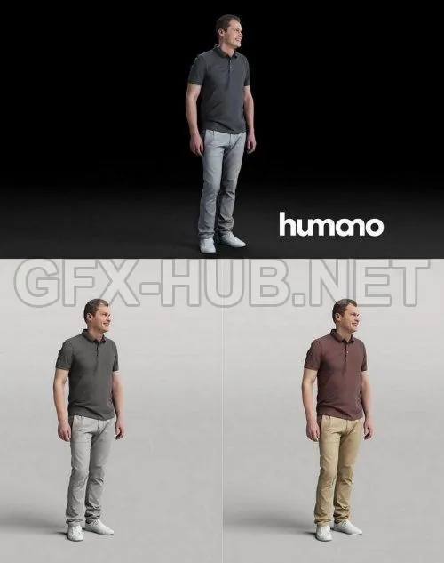 PBR Game 3D Model – Humano Man standing and looking 0519